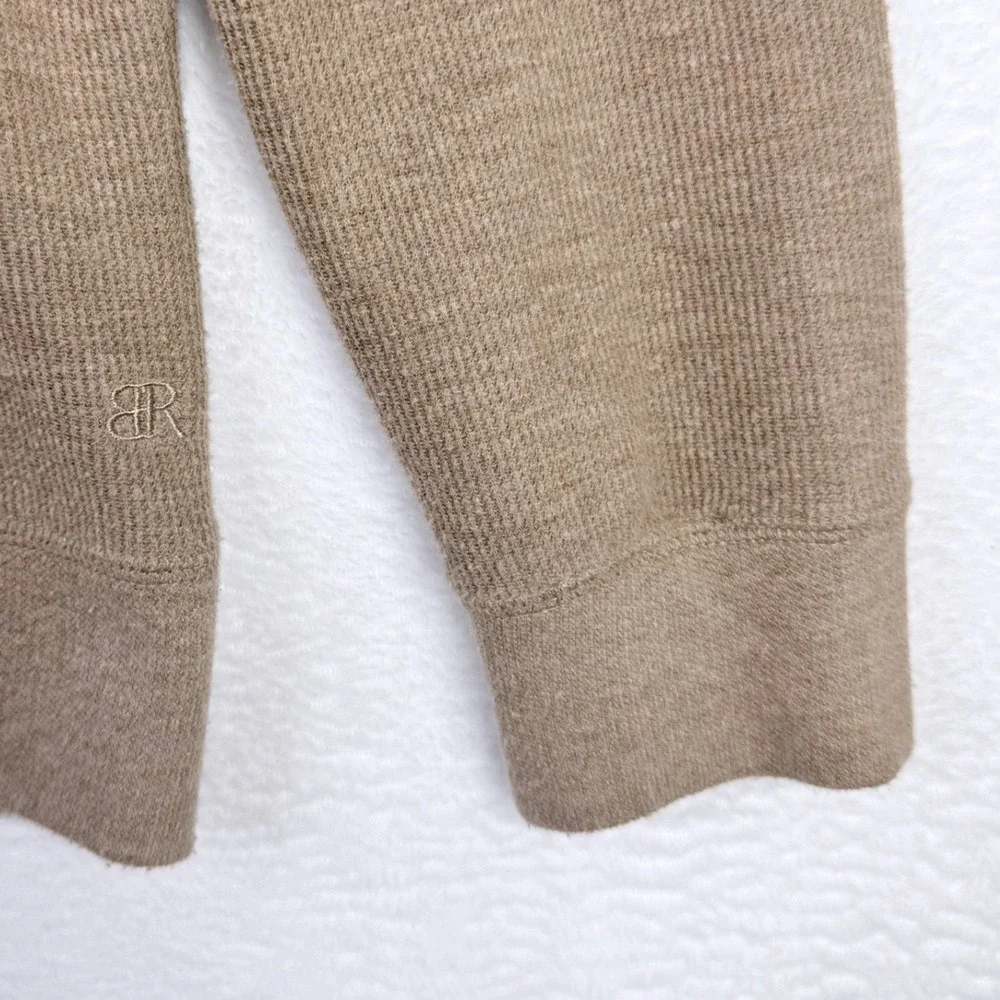Banana Republic Mens Tan Khaki Waffle Knit Quarter Zip Pullover Sweater M